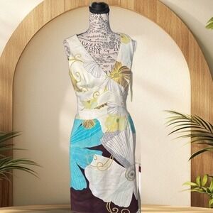 Karen Unger Floral Size 4 Sleeveless Dress Fully Lined.